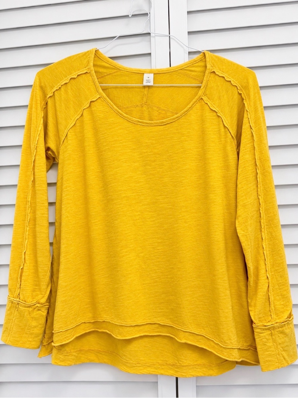 Caslon Mustard Yellow Slub Knit Long Sleeve Top